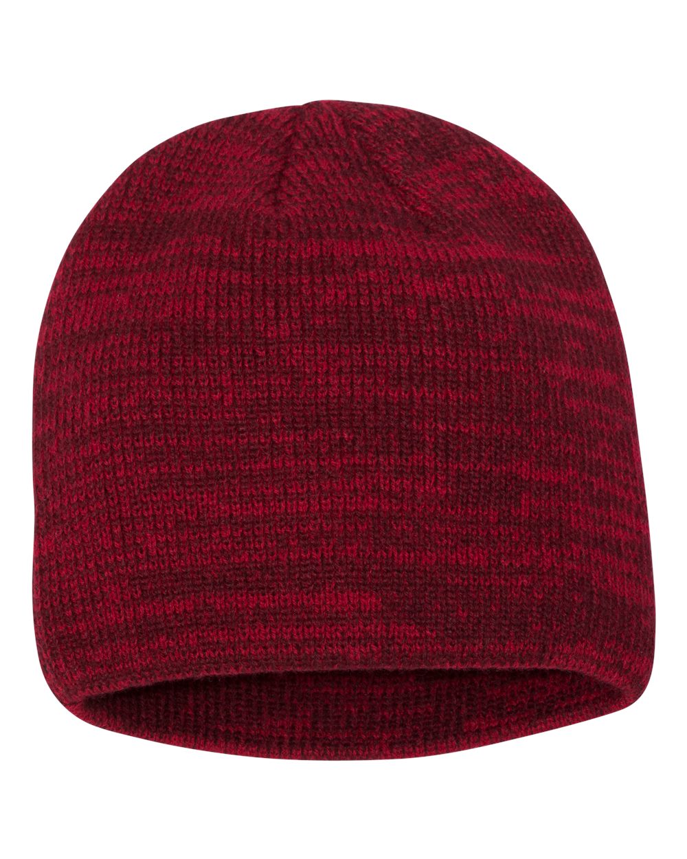 8" Marled Beanie - Front - B69895700 - Red/ Maroon