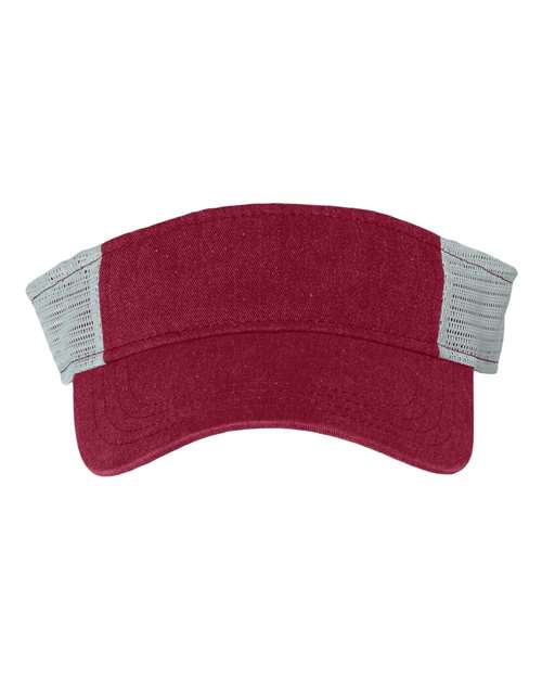 Pigment-Dyed Trucker Visor - Front - B56695520 - Cardinal/ Stone