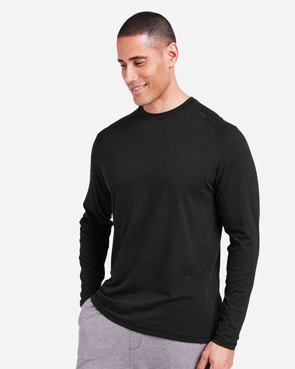 Men's Carrollton Fitness Long Sleeve T-Shirt - OnModelSide - B651D8503 - Black