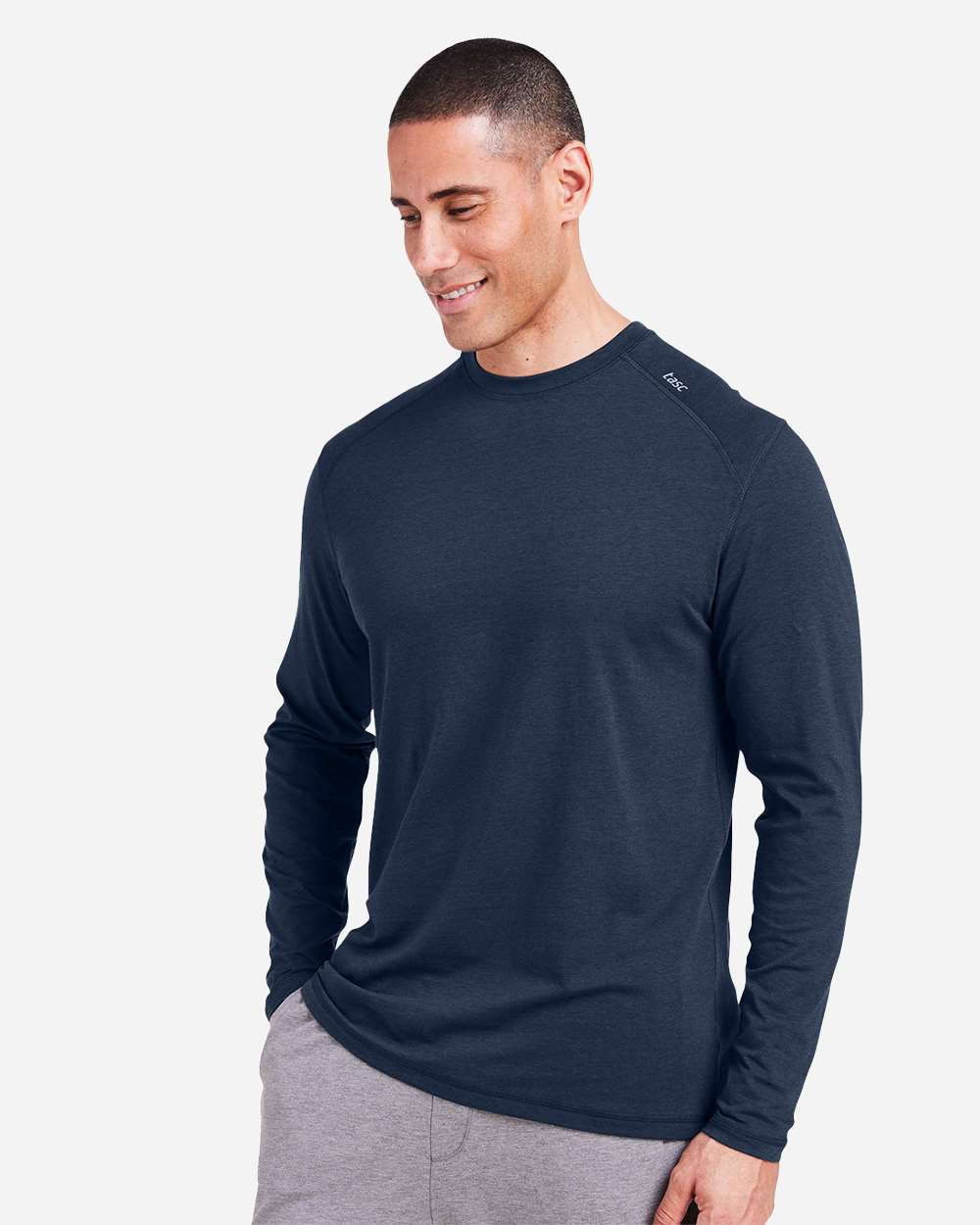 Men's Carrollton Fitness Long Sleeve T-Shirt - OnModelSide - B651D8654 - Classic Navy