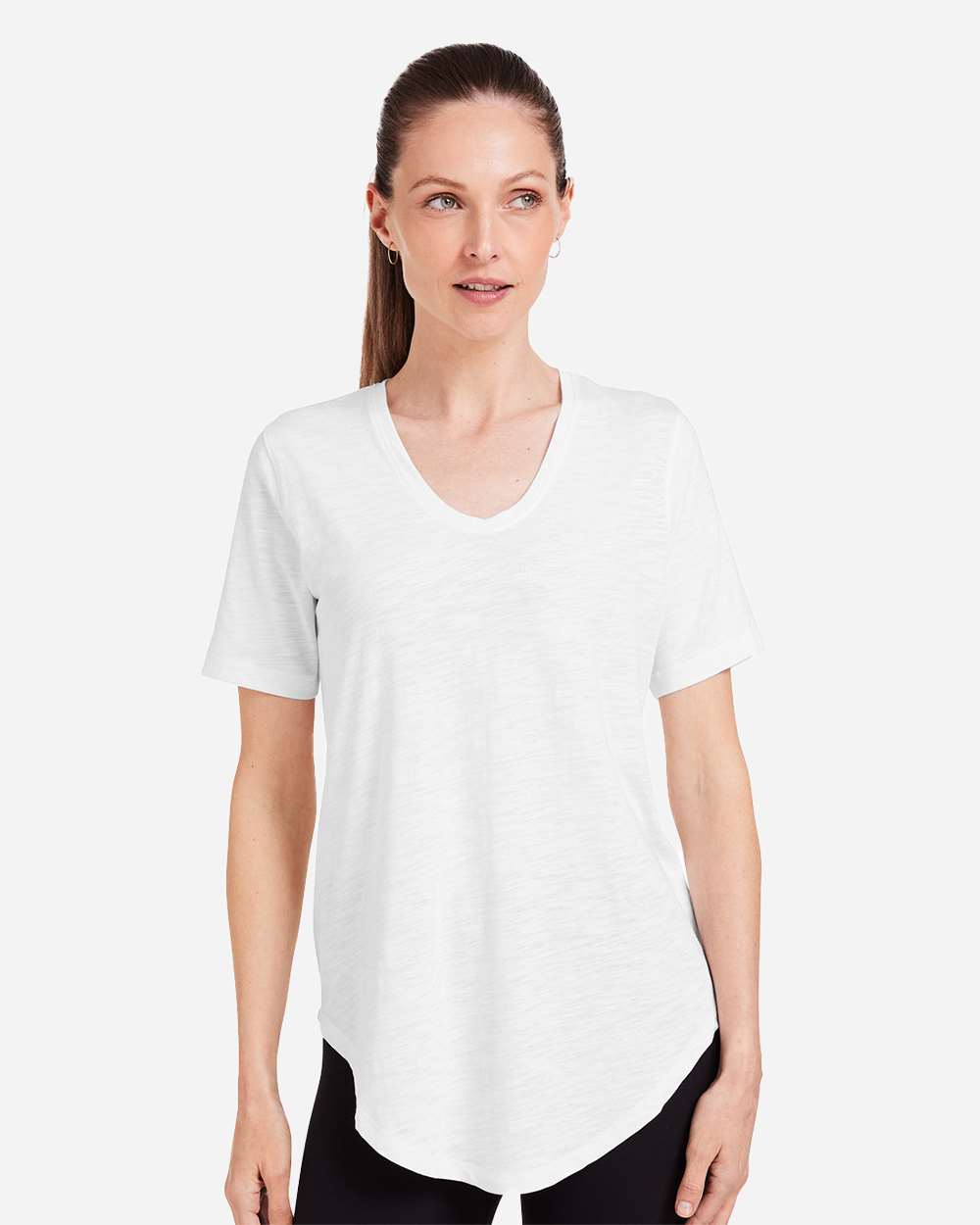 Women's Longline T-Shirt - OnModelFront - B660D8002 - White