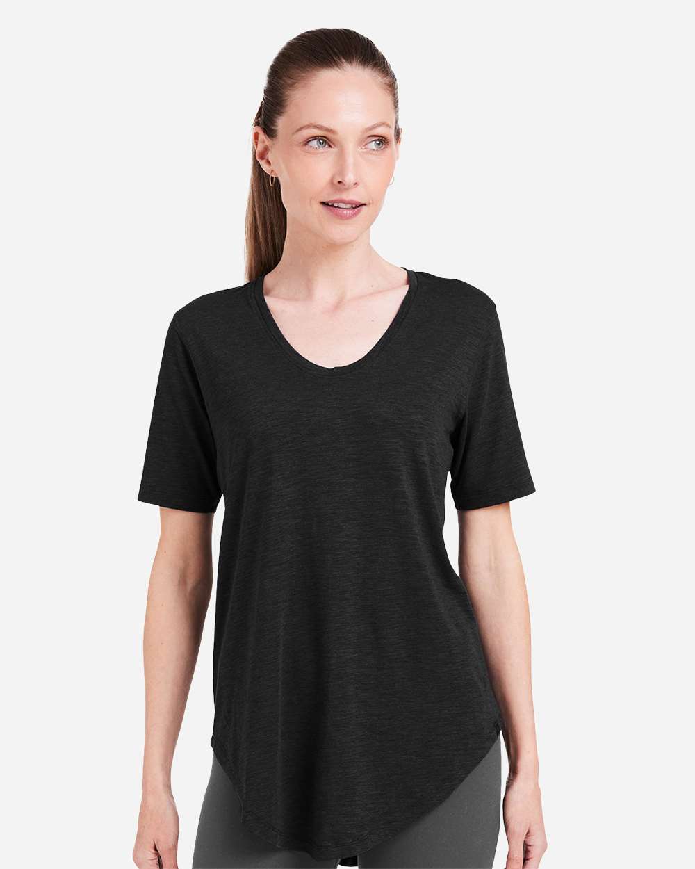 Women's Longline T-Shirt - OnModelFront - B660D8502 - Black