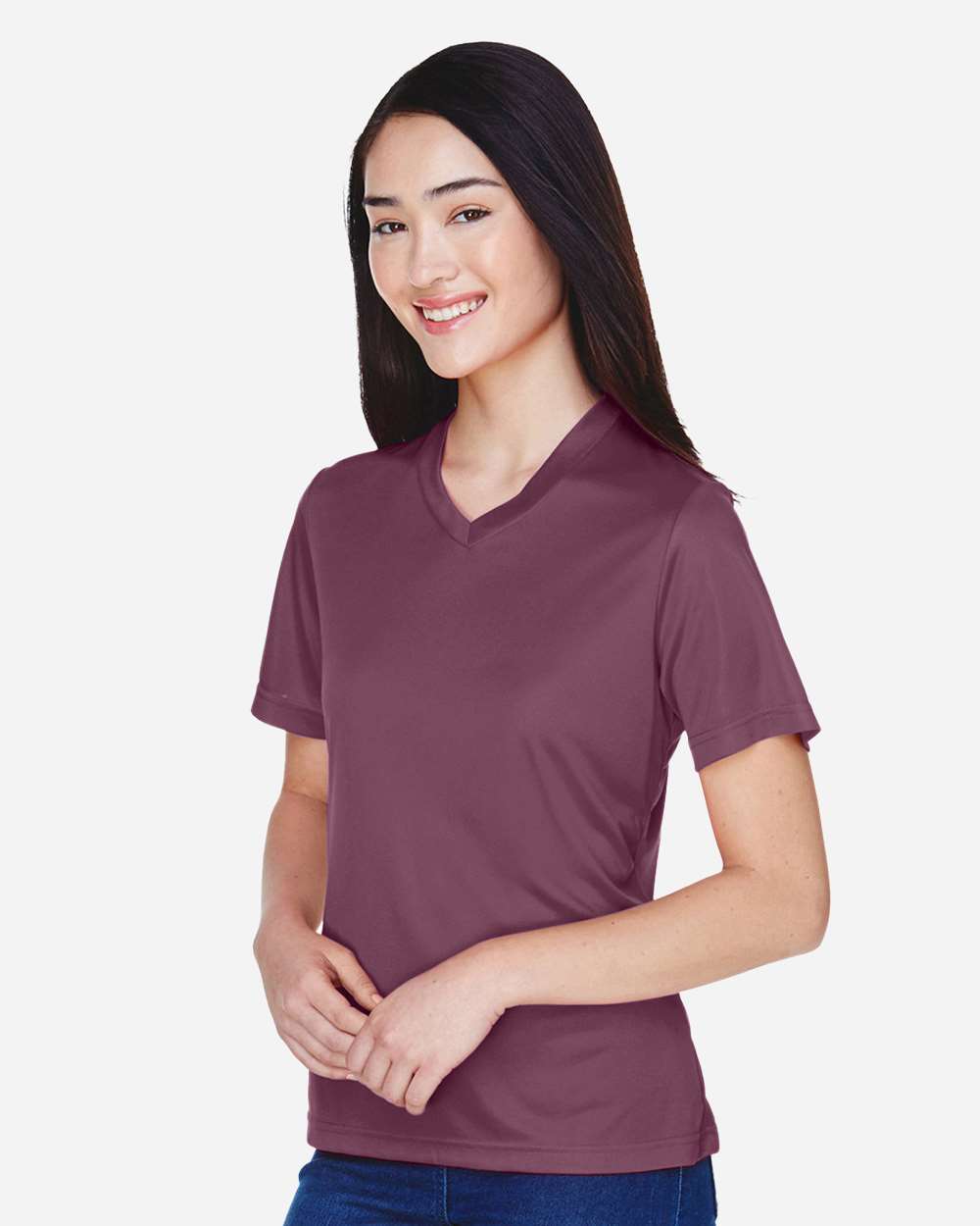 Women's Zone Performance T-Shirt - OnModelSide - B680D9152 - Sport Dark Maroon
