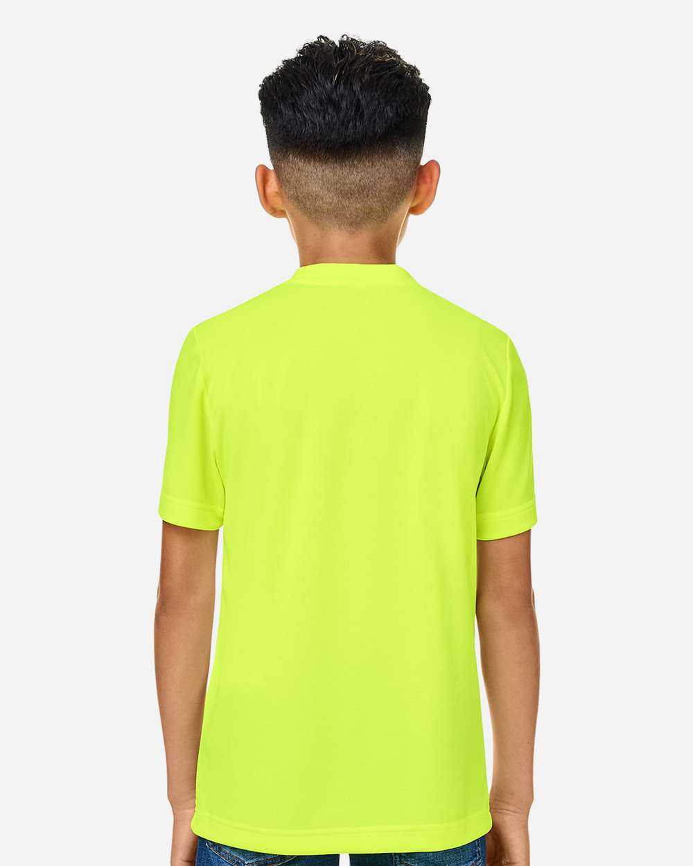 Youth Zone Performance Mesh T-Shirt - OnModelBack - B688D9172 - Safety Yellow