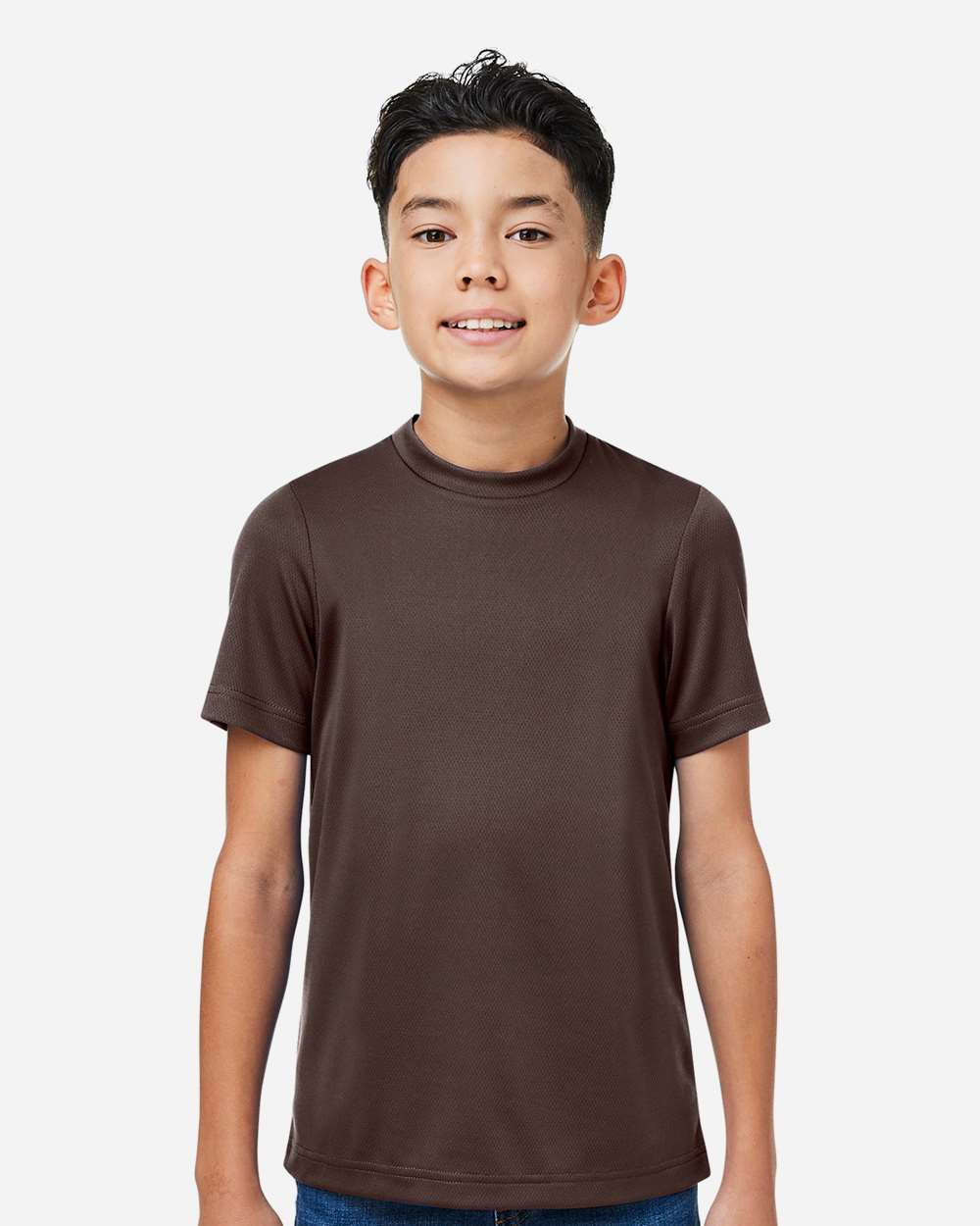 Youth Zone Performance Mesh T-Shirt - OnModelFront - B688D9052 - Sport Dark Brown