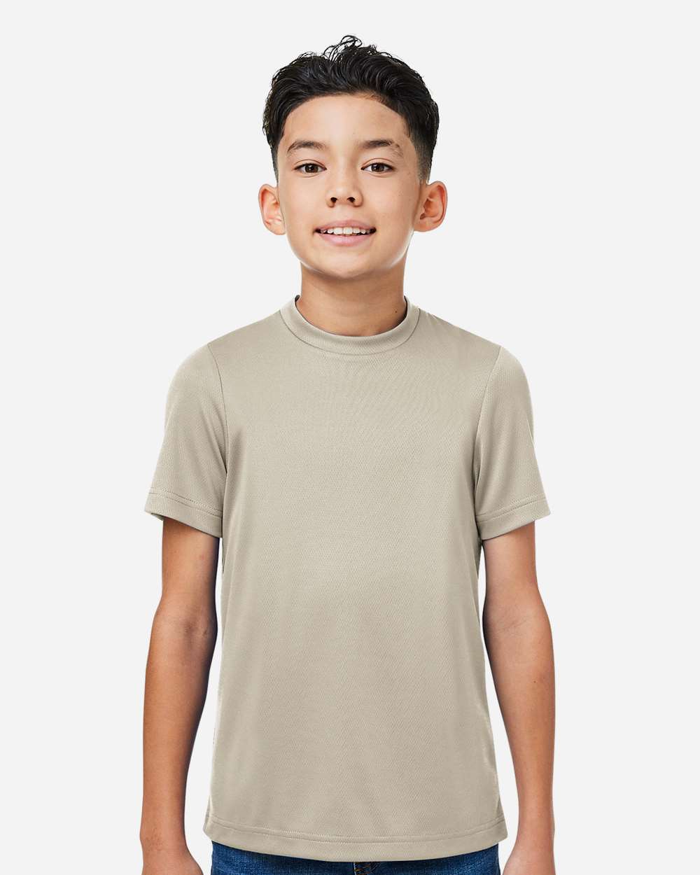 Youth Zone Performance Mesh T-Shirt - OnModelFront - B688D9112 - Desert Khaki