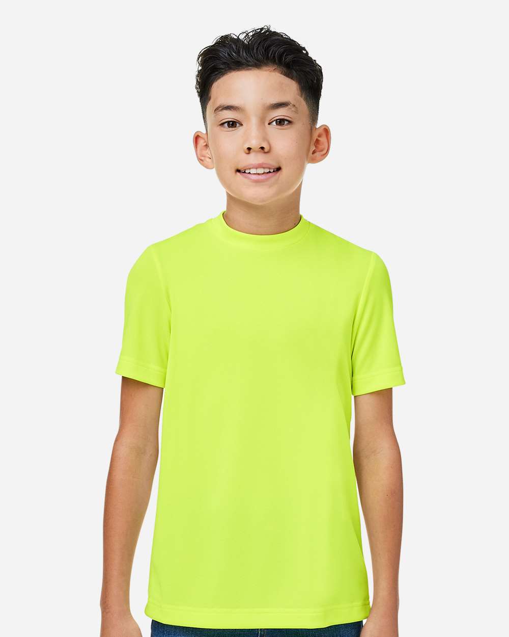 Youth Zone Performance Mesh T-Shirt - OnModelFront - B688D9172 - Safety Yellow