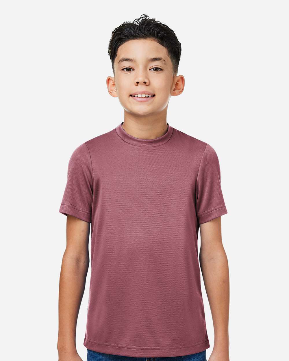 Youth Zone Performance Mesh T-Shirt - OnModelFront - B688D9532 - Sport Dark Maroon