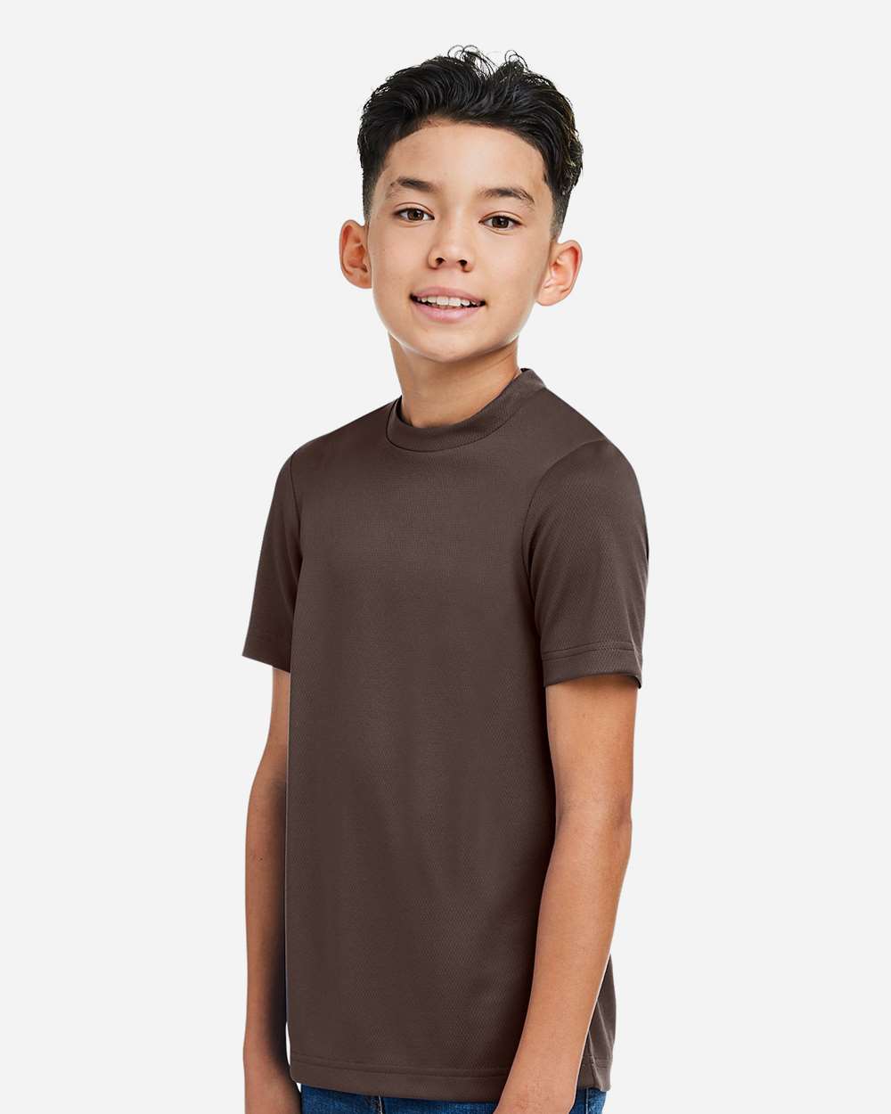 Youth Zone Performance Mesh T-Shirt - OnModelSide - B688D9052 - Sport Dark Brown
