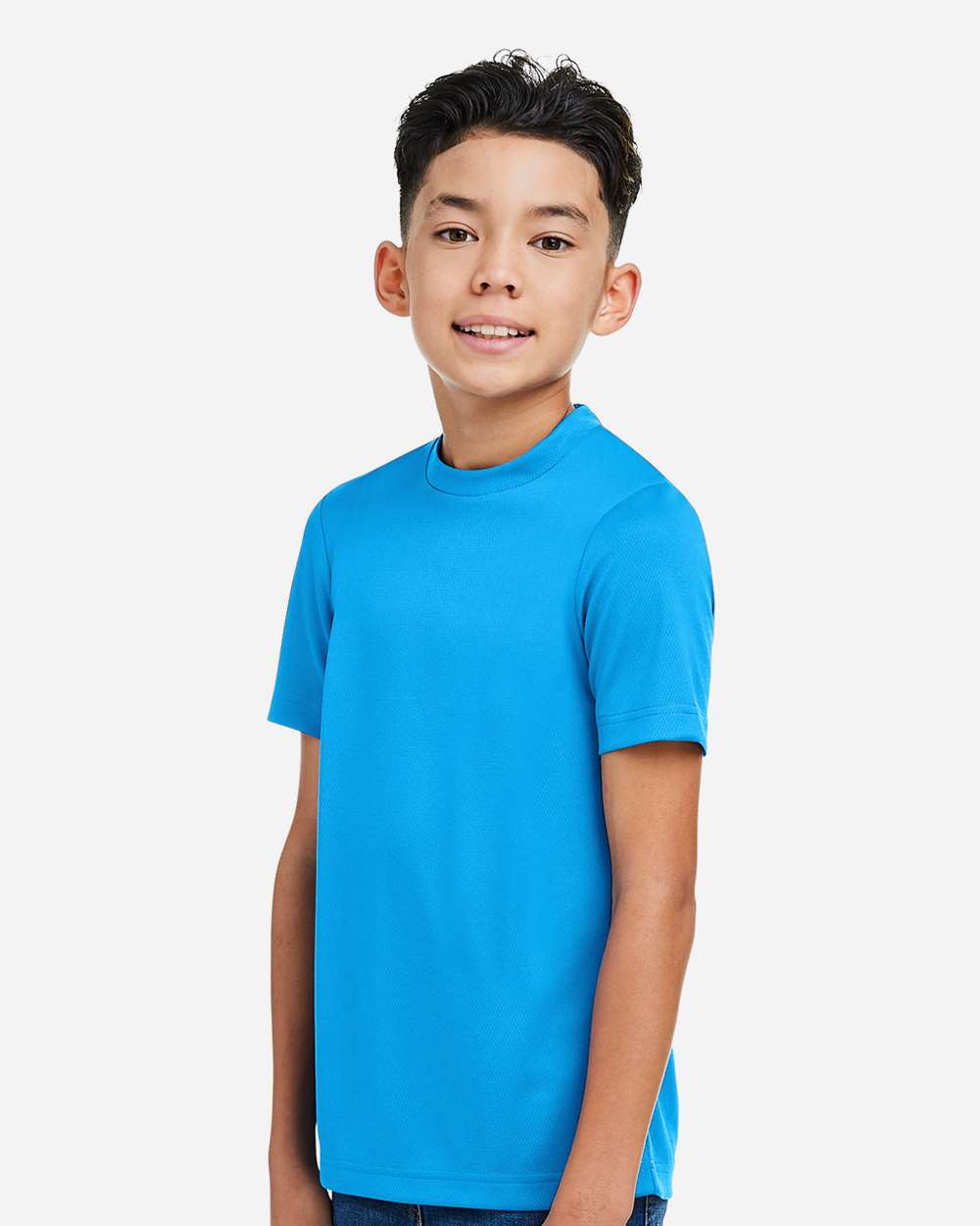 Youth Zone Performance Mesh T-Shirt - OnModelSide - B688D9062 - Electric Blue