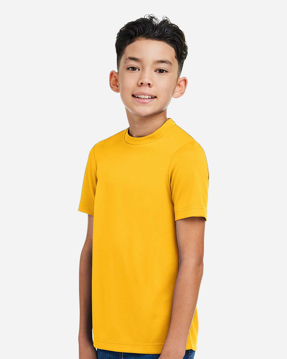 Youth Zone Performance Mesh T-Shirt - OnModelSide - B688D9122 - Sport Athletic Gold