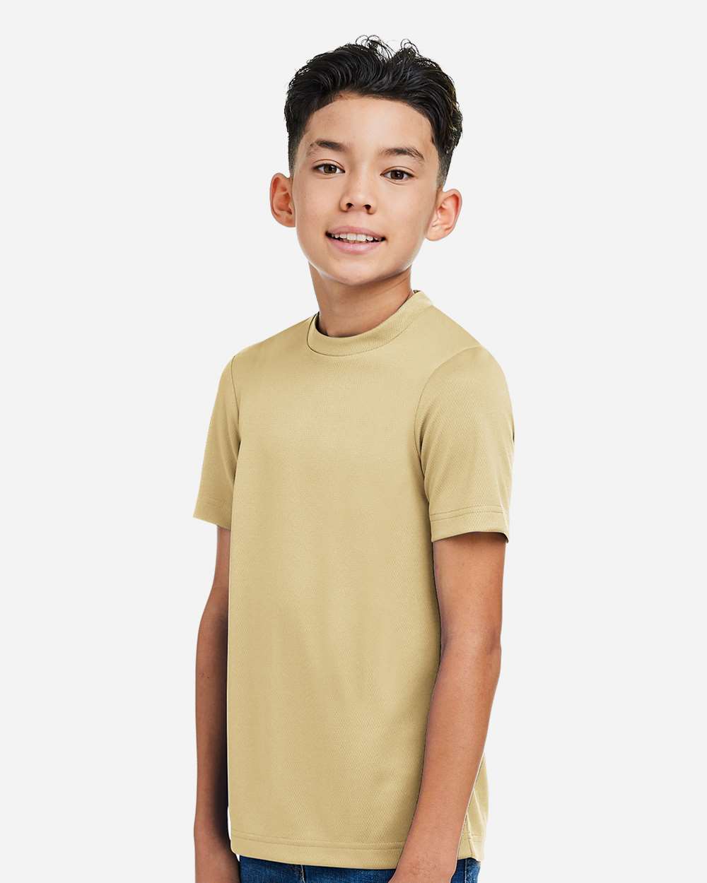 Youth Zone Performance Mesh T-Shirt - OnModelSide - B688D9152 - Sport Vegas Gold