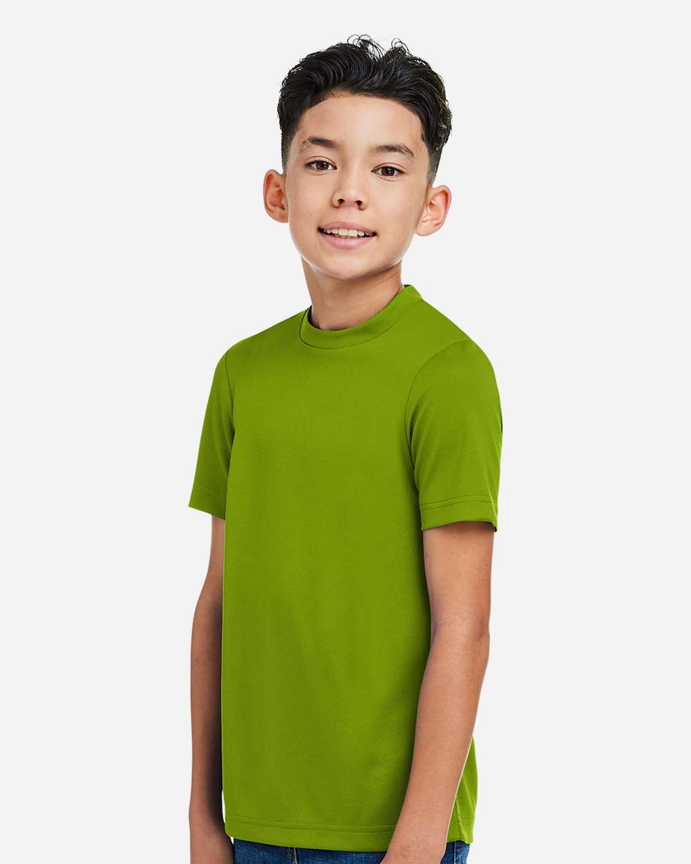 Youth Zone Performance Mesh T-Shirt - OnModelSide - B688D9162 - Acid Green