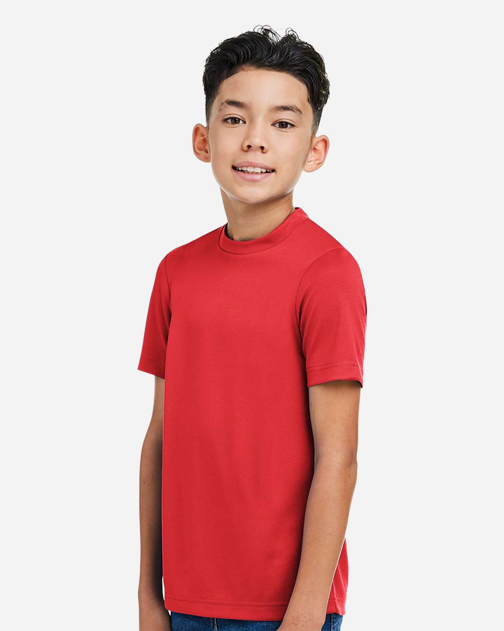 Youth Zone Performance Mesh T-Shirt - OnModelSide - B688D9702 - Sport Red