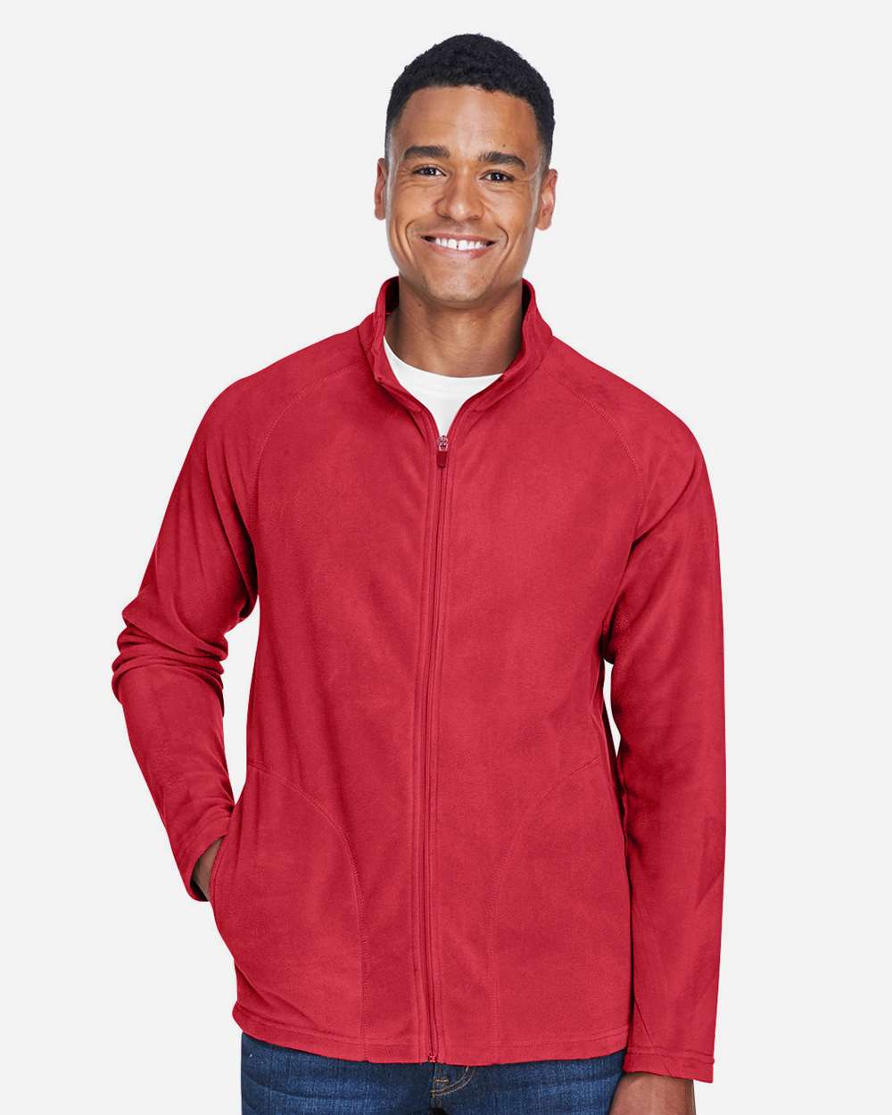Men's Campus Microfleece Jacket - OnModelFront - B751D9702 - Sport Red