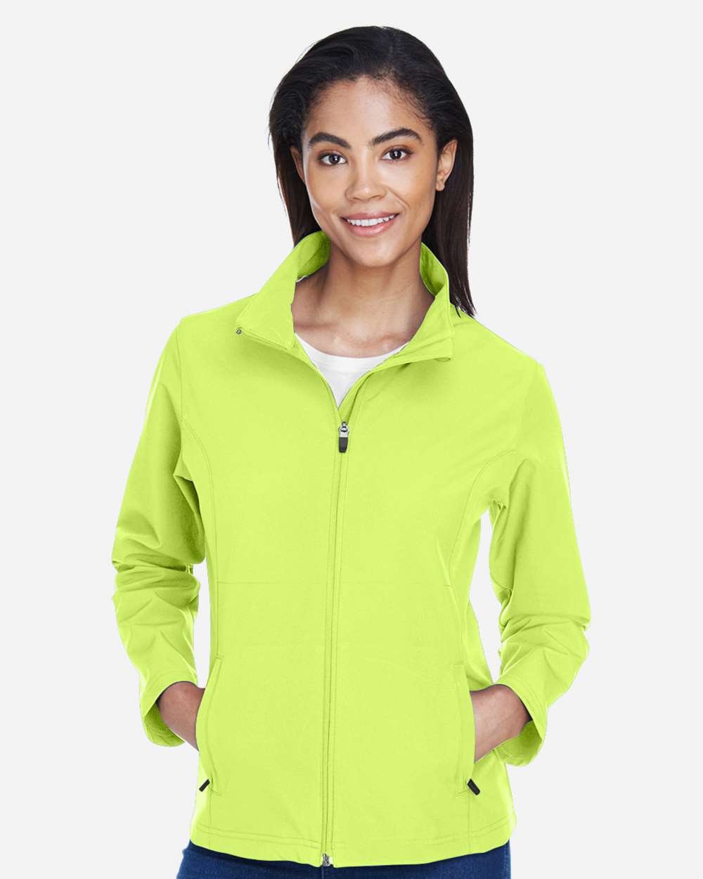 Women's Leader Soft Shell Jacket - OnModelFront - B743D9172 - Safety Yellow