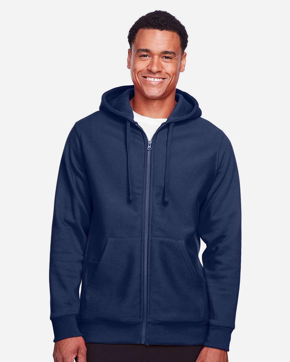 Unisex Zone HydroSport™ Heavyweight Full-Zip Hooded Sweatshirt - OnModelFront - B758D9652 - Sport Dark Navy