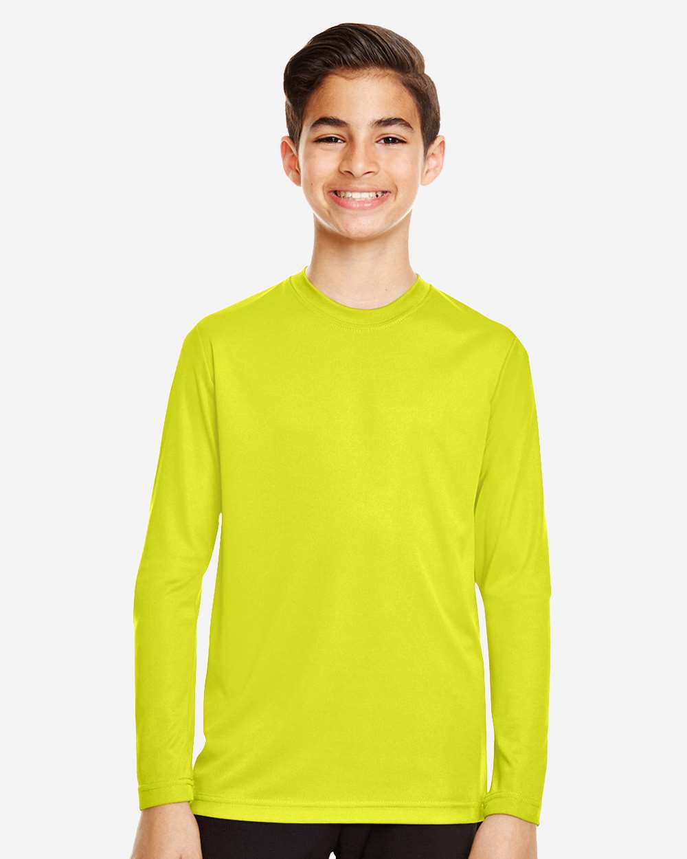 Youth Zone Performance Long Sleeve T-Shirt - OnModelFront - B684D9172 - Safety Yellow
