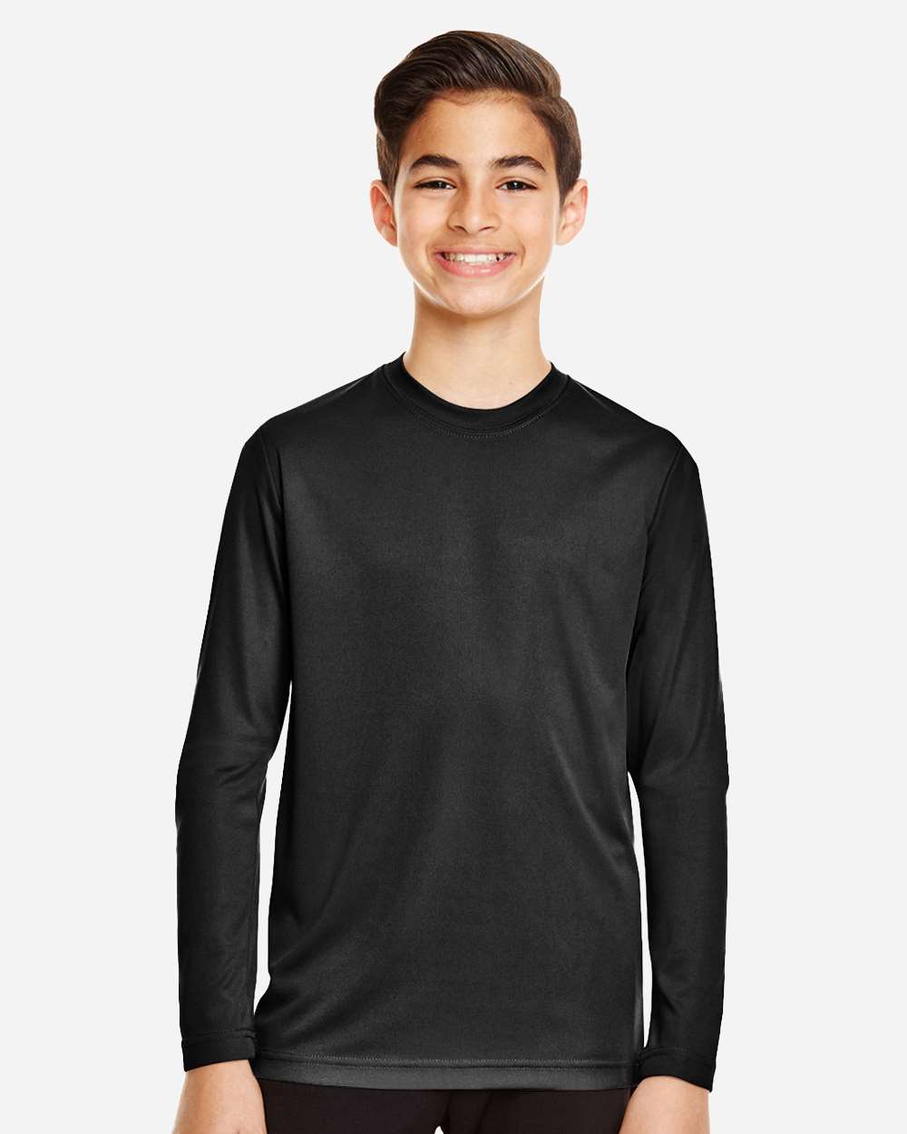 Youth Zone Performance Long Sleeve T-Shirt - OnModelFront - B684D9502 - Black