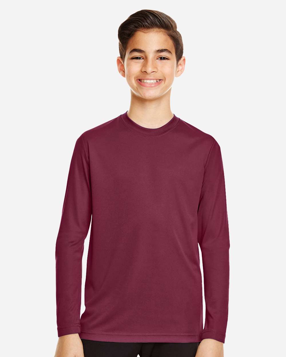 Youth Zone Performance Long Sleeve T-Shirt - OnModelFront - B684D9532 - Sport Maroon
