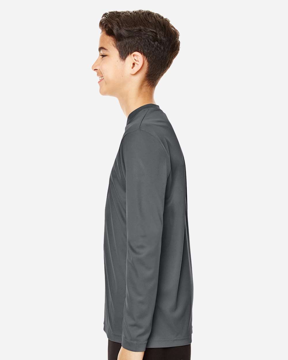 Youth Zone Performance Long Sleeve T-Shirt - OnModelSide - B684D9132 - Sport Graphite