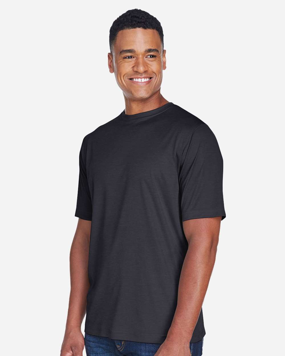 Men's Sonic Heather Performance T-Shirt - OnModelSide - B672D9502 - Black Heather