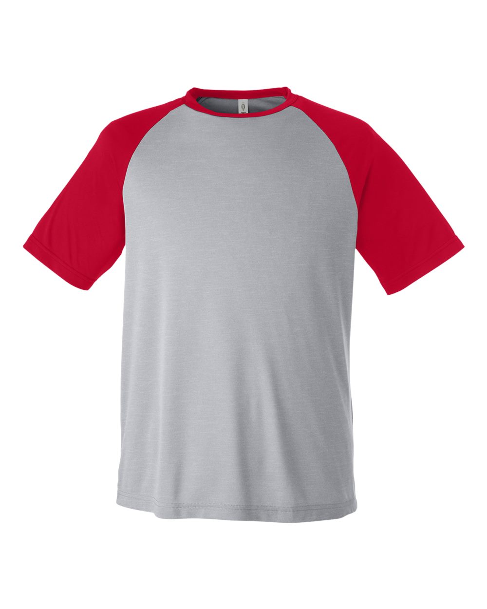 Unisex Zone Colorblock Raglan T-Shirt - Front - B725D9702 - Athletic Heather/ Sport Red