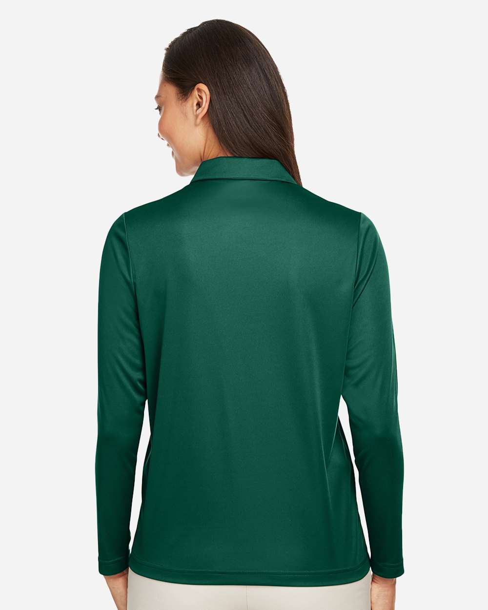 Women's Zone Performance Long Sleeve Polo - OnModelBack - B721D9072 - Sport Forest