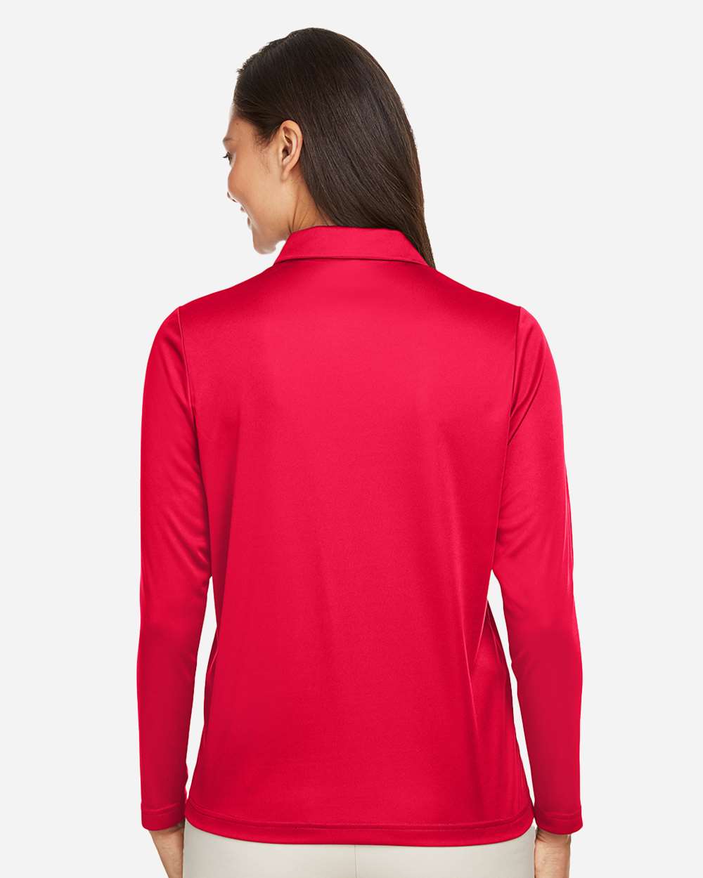 Women's Zone Performance Long Sleeve Polo - OnModelBack - B721D9702 - Sport Red