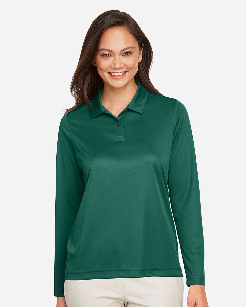 Women's Zone Performance Long Sleeve Polo - OnModelFront - B721D9072 - Sport Forest