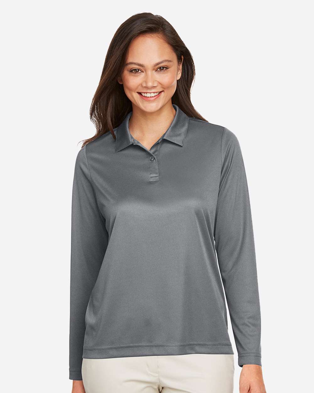 Women's Zone Performance Long Sleeve Polo - OnModelFront - B721D9132 - Sport Graphite
