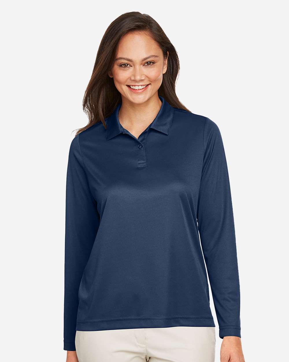 Women's Zone Performance Long Sleeve Polo - OnModelFront - B721D9654 - Sport Dark Navy