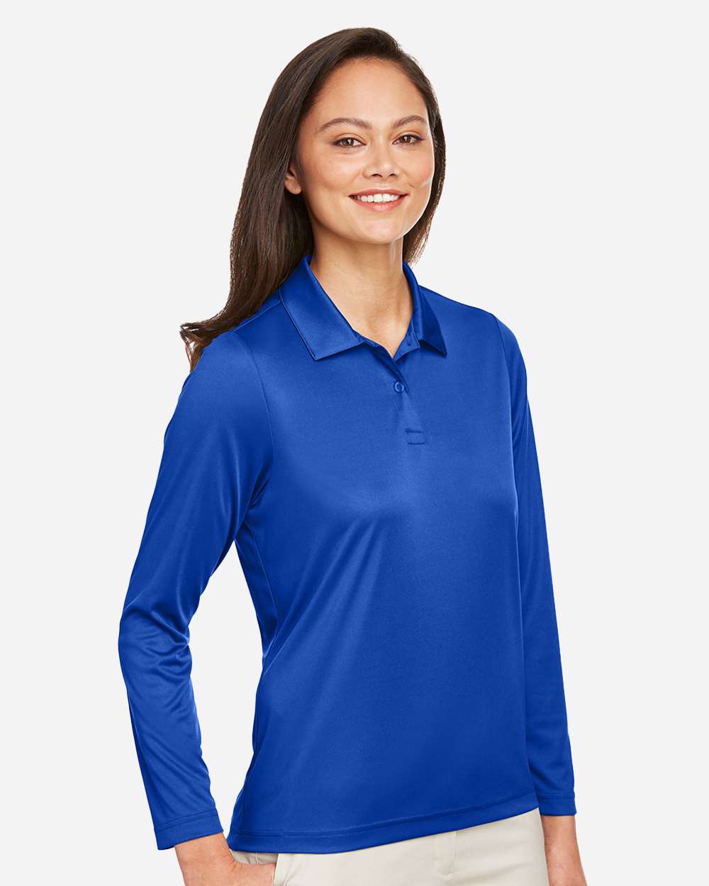 Women's Zone Performance Long Sleeve Polo - OnModelSide - B721D9752 - Sport Royal