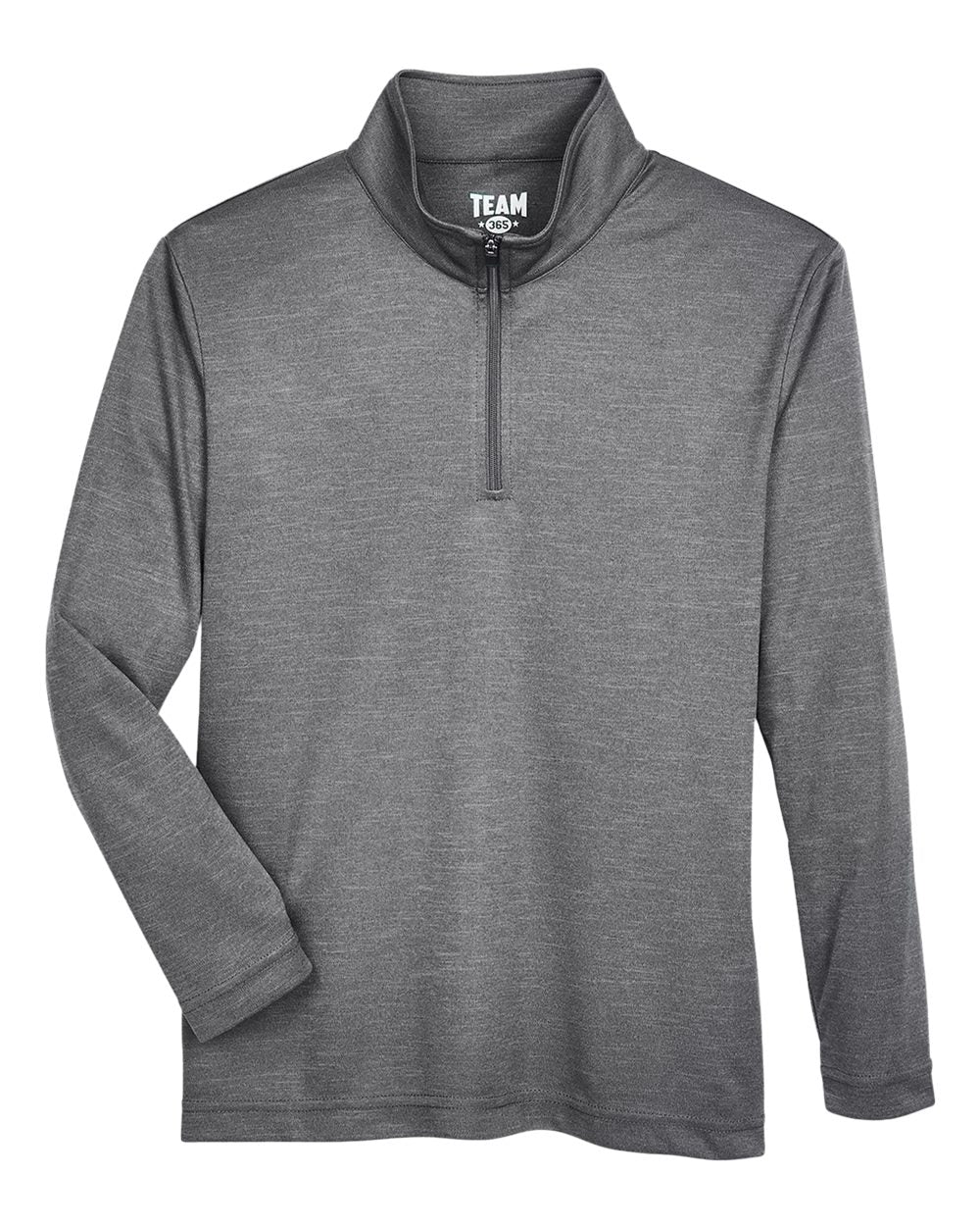 Youth Zone Sonic Heather Performance Quarter-Zip Pullolver - Front - B703D9023 - Dark Grey Heather