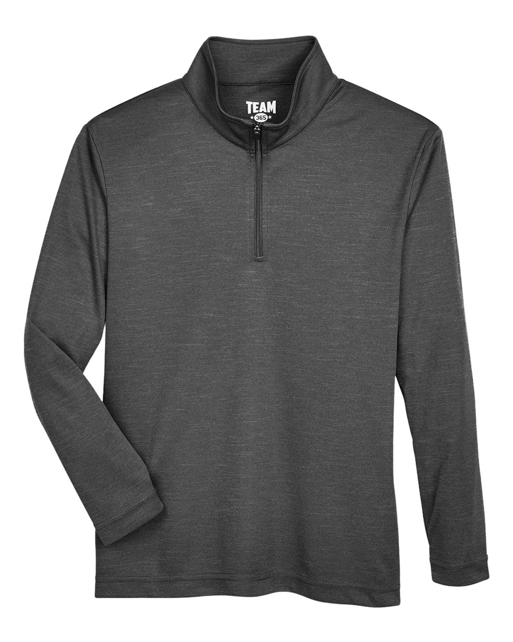 Youth Zone Sonic Heather Performance Quarter-Zip Pullolver - Front - B703D9503 - Black Heather
