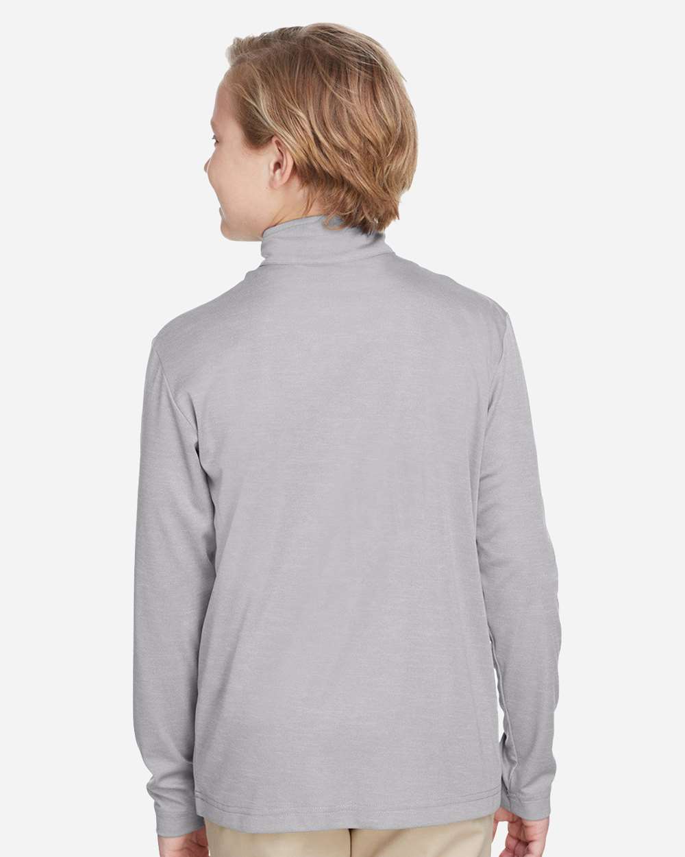 Youth Zone Sonic Heather Performance Quarter-Zip Pullolver - OnModelBack - B703D9103 - Athletic Heather