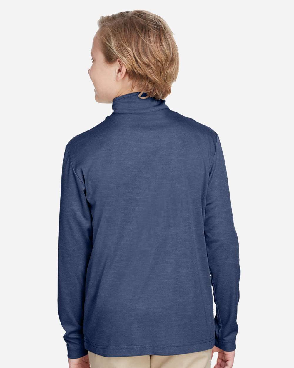 Youth Zone Sonic Heather Performance Quarter-Zip Pullolver - OnModelBack - B703D9653 - Sport Dark Navy Heather