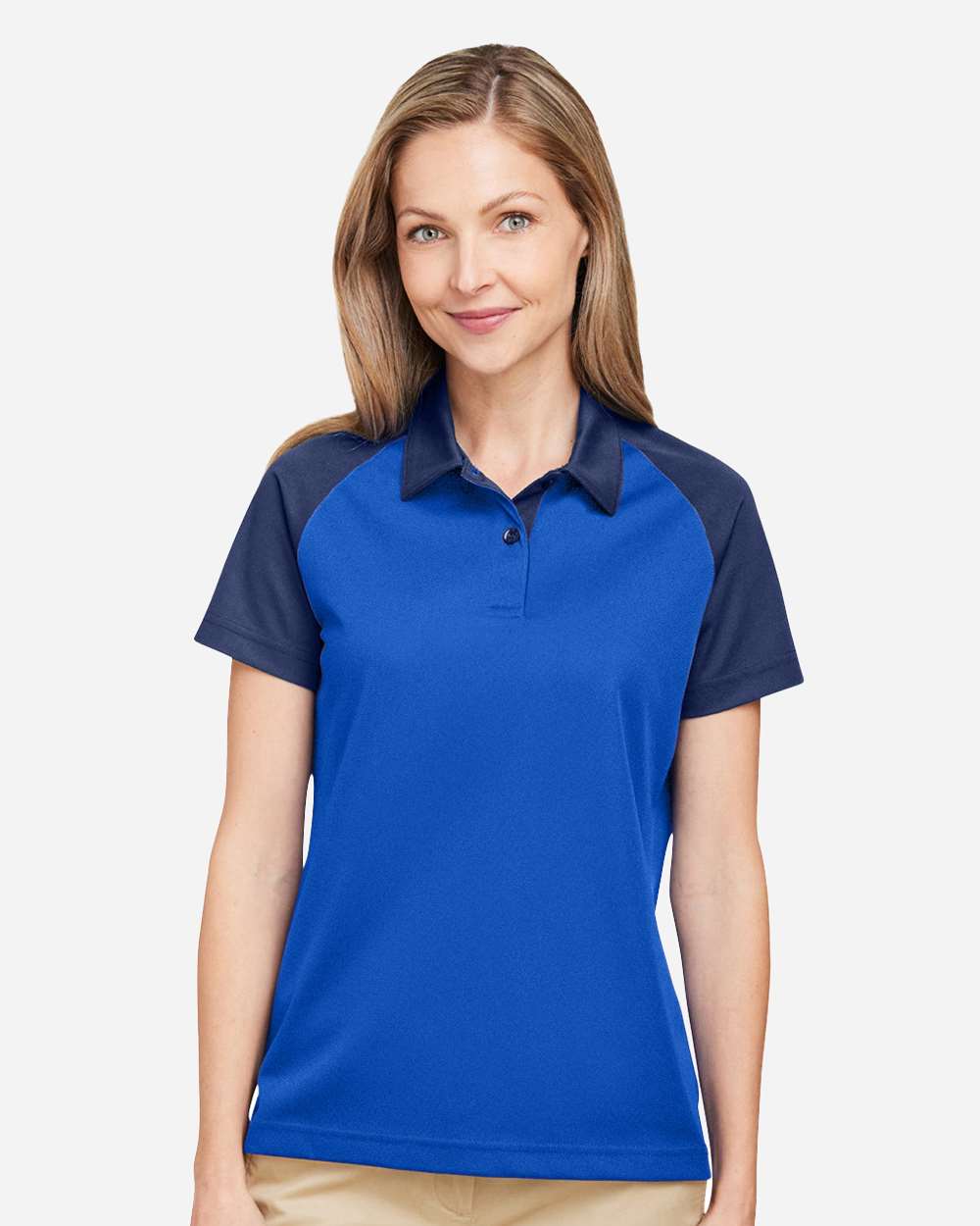 Women's Command Snag-Protection Colorblock Polo - OnModelFront - B692D9752 - Sport Royal/ Sport Dark Navy