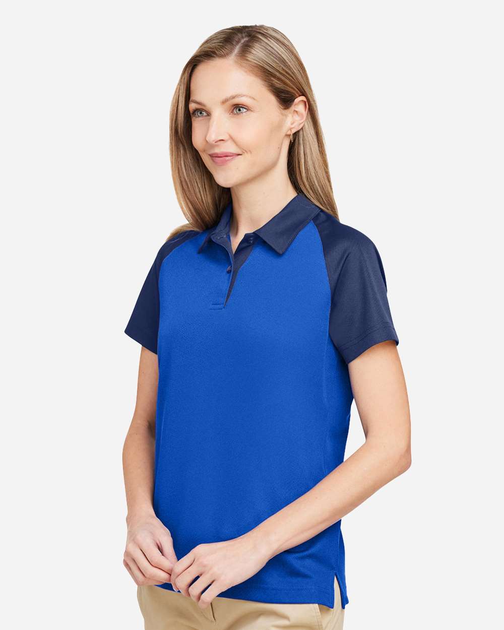Women's Command Snag-Protection Colorblock Polo - OnModelSide - B692D9752 - Sport Royal/ Sport Dark Navy