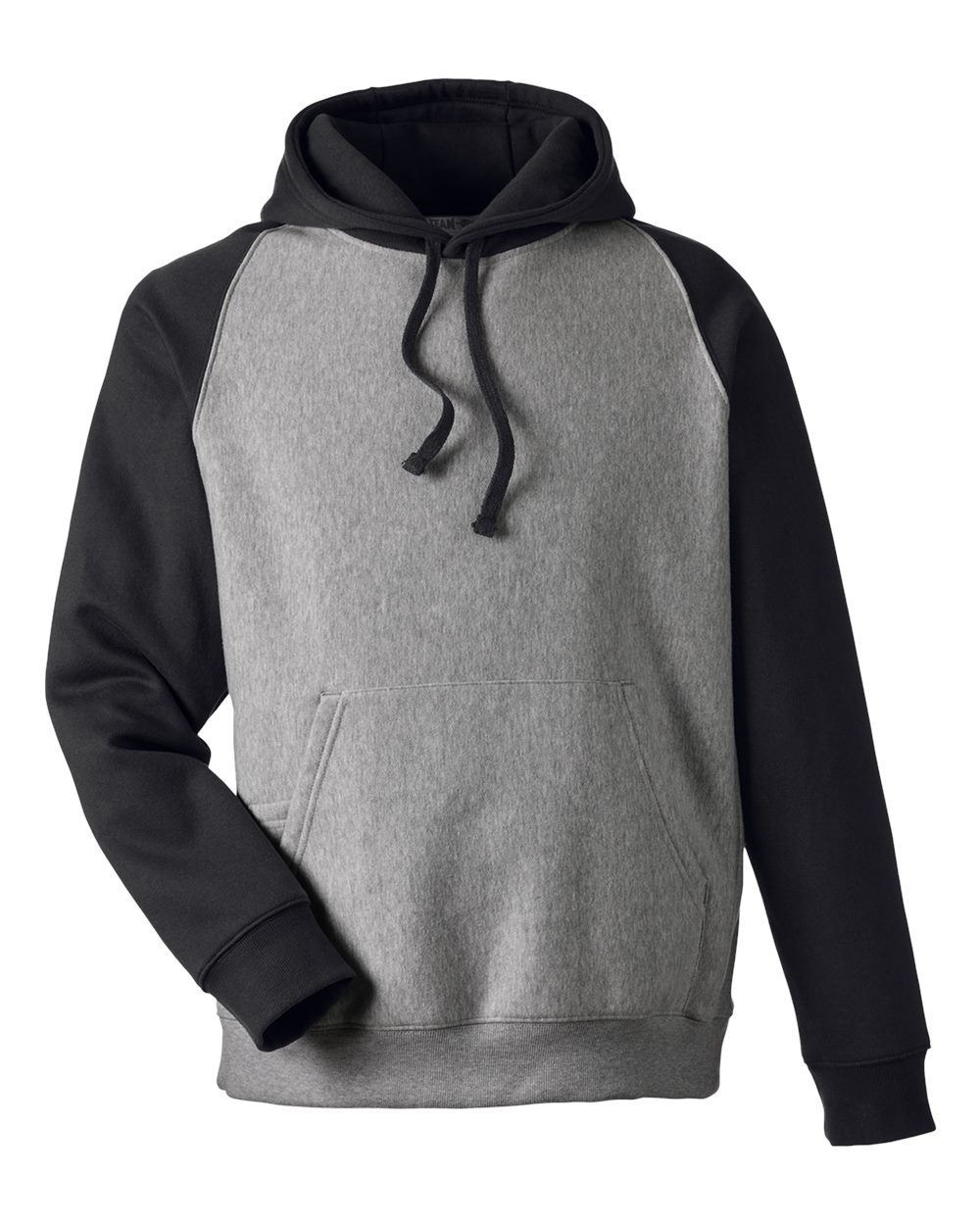 Unisex Zone HydroSport™ Heavyweight Colorblock Hooded Sweatshirt - Front - B760D9025 - Dark Grey Heather/ Black