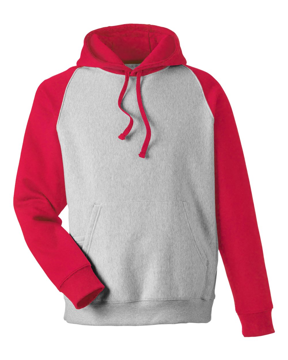 Unisex Zone HydroSport™ Heavyweight Colorblock Hooded Sweatshirt - Front - B760D9702 - Athletic Heather/ Sport Red