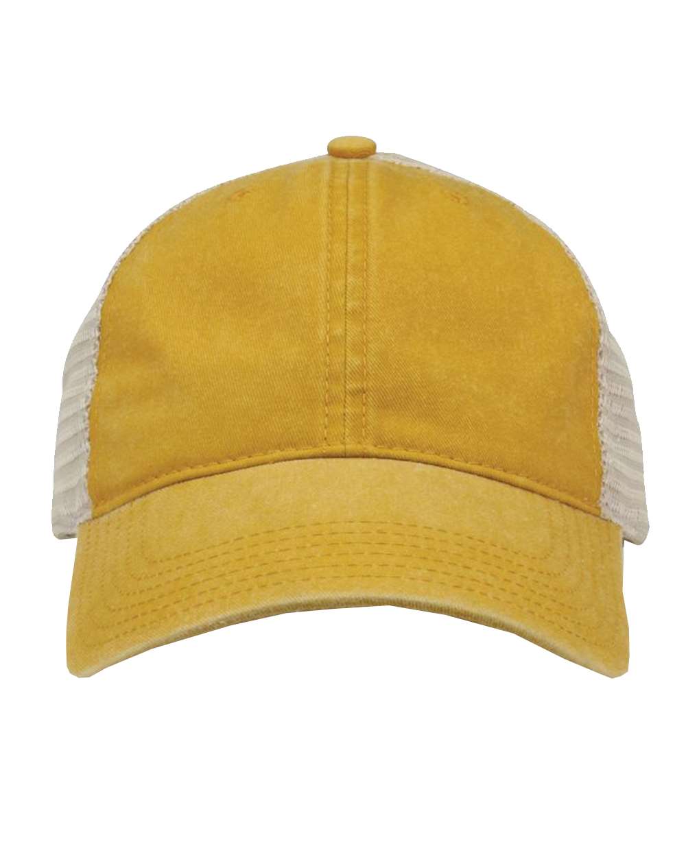 Pigment-Dyed Trucker Cap - Front - B13195120 - Mustard Yellow/ Stone