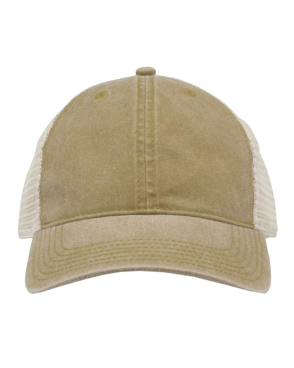 Pigment-Dyed Trucker Cap - Front - B13195240 - Khaki/ Stone