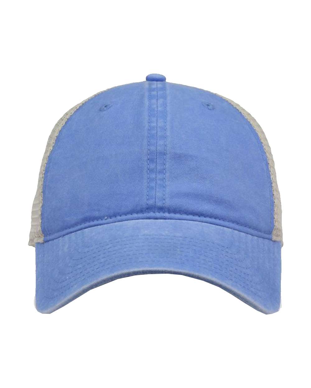 Pigment-Dyed Trucker Cap - Front - B13195250 - Sky Blue/ Stone