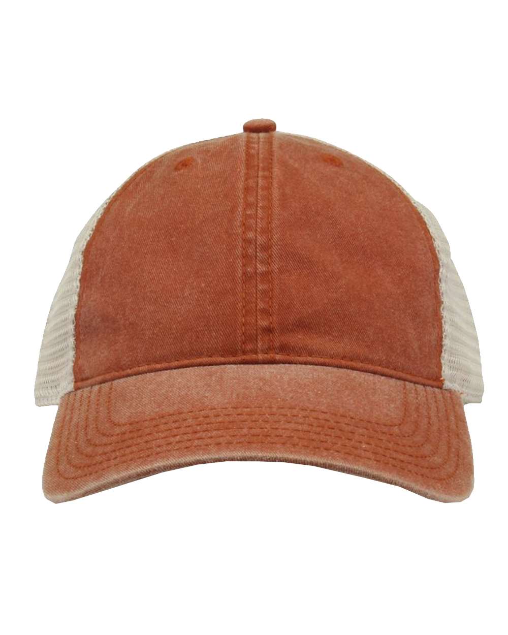 Pigment-Dyed Trucker Cap - Front - B13195660 - Texas Orange/ Stone