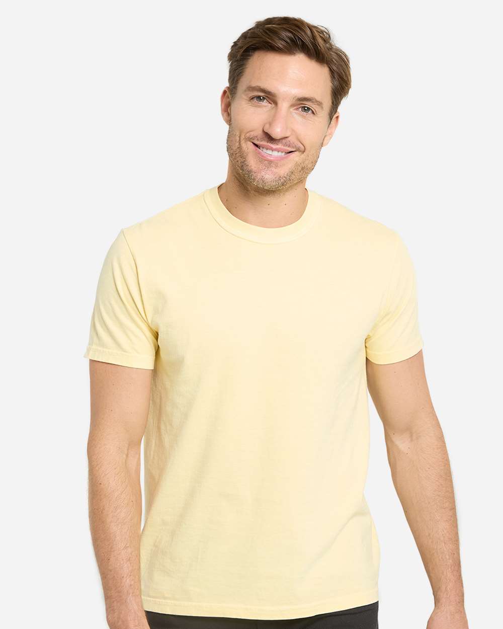 Unisex Colors Garment-Dyed T-Shirt - OnModelFront - B807E0013 - Butter