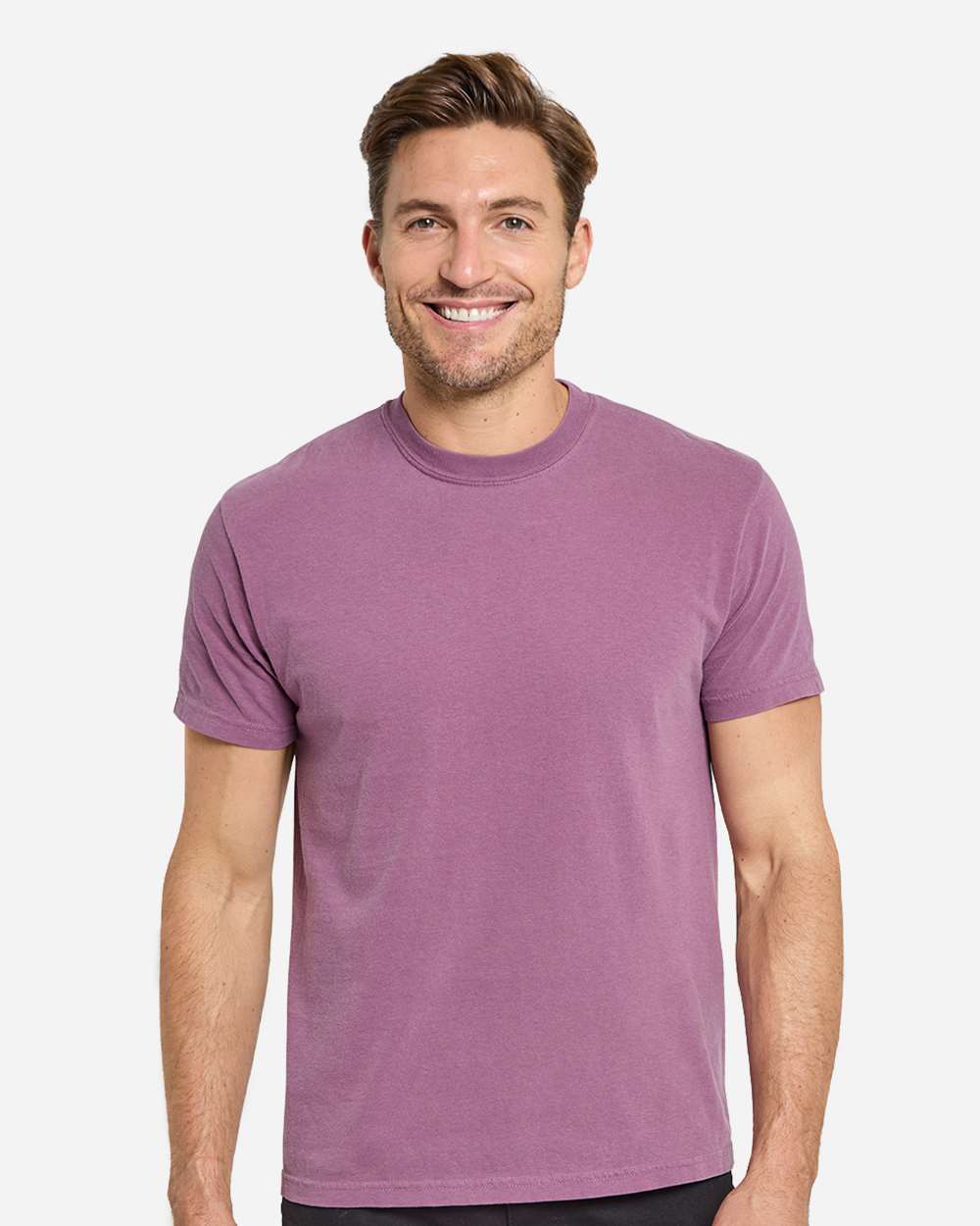 Unisex Colors Garment-Dyed T-Shirt - OnModelFront - B807E0023 - Berry