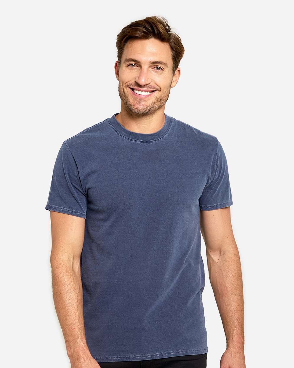 Unisex Colors Garment-Dyed T-Shirt - OnModelFront - B807E0103 - Denim