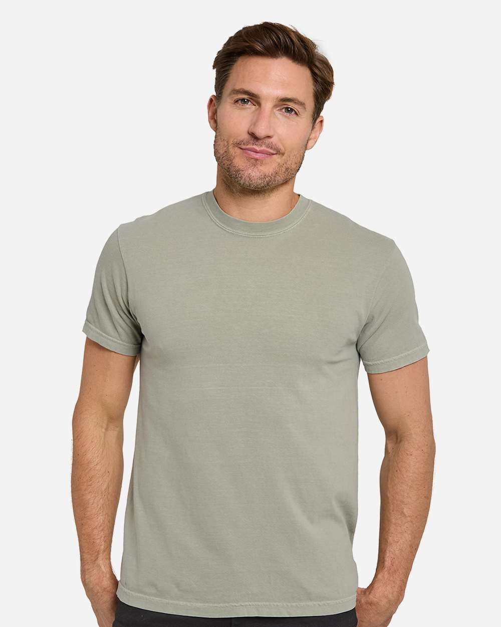 Unisex Colors Garment-Dyed T-Shirt - OnModelFront - B807E0143 - Pebble