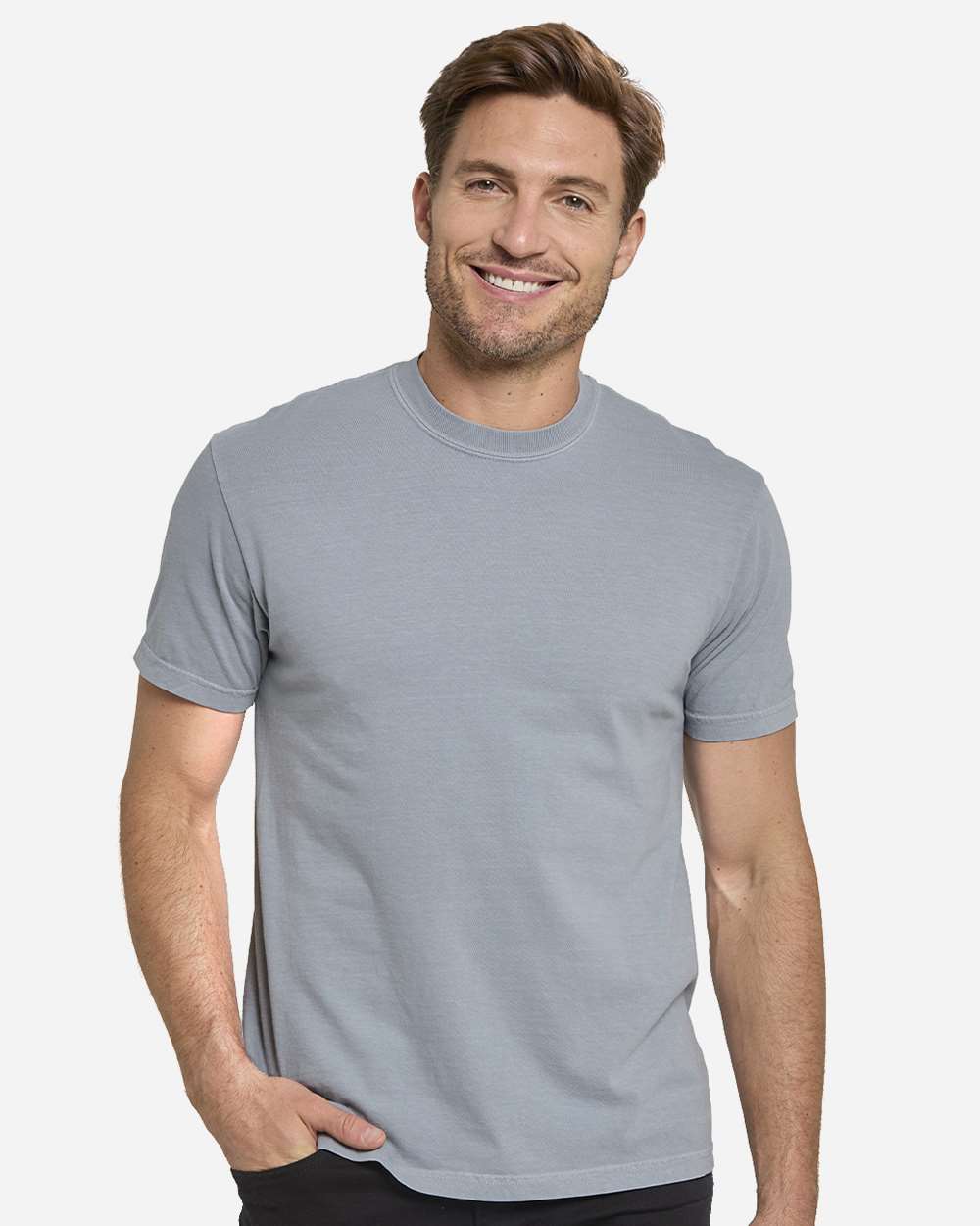 Unisex Colors Garment-Dyed T-Shirt - OnModelFront - B807E0163 - Smoke